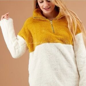 Shein fuzzy half zip hoodie